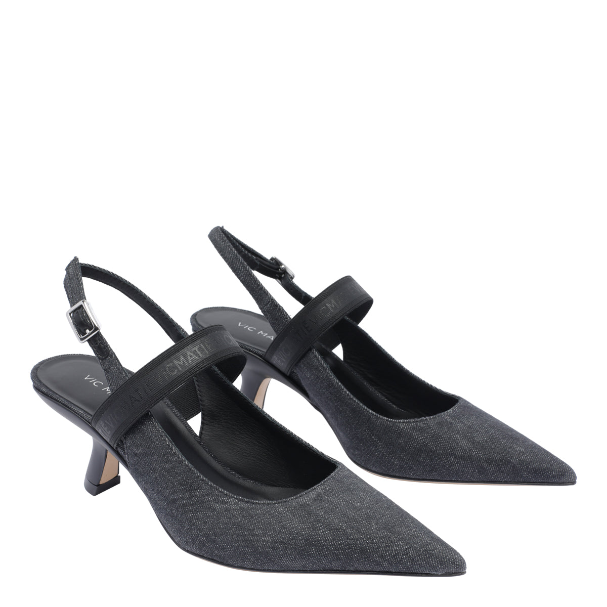 Vic Matie With Heel Black Fabric/leather Sole