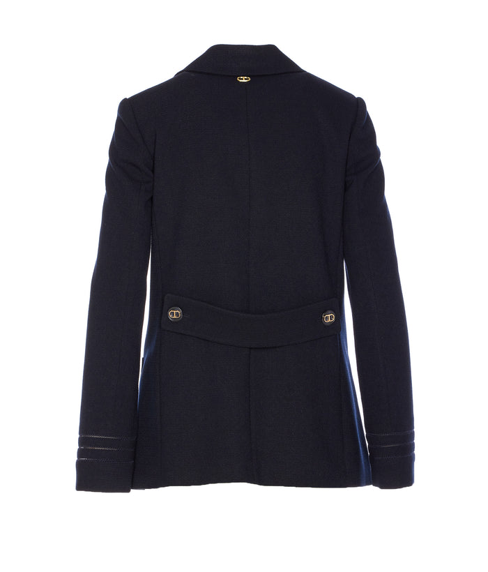 Twin-Set Jackets Blue Polyester Viscose Elastane