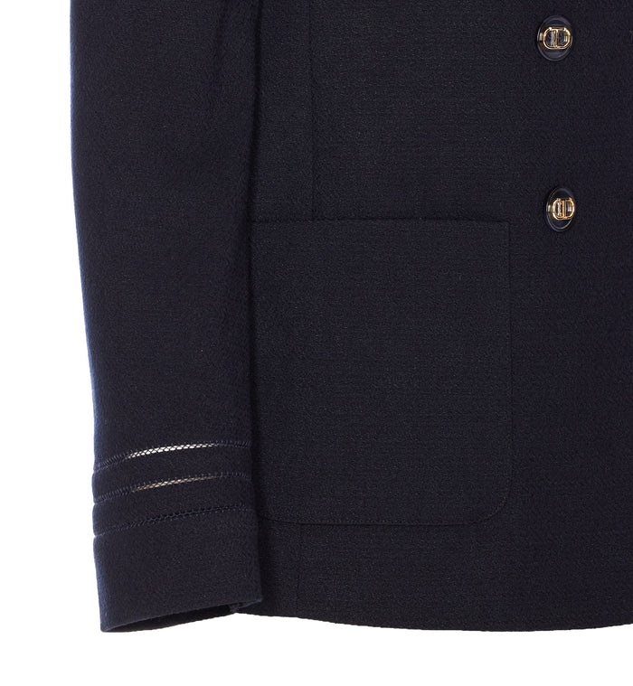 Twin-Set Jackets Blue Polyester Viscose Elastane