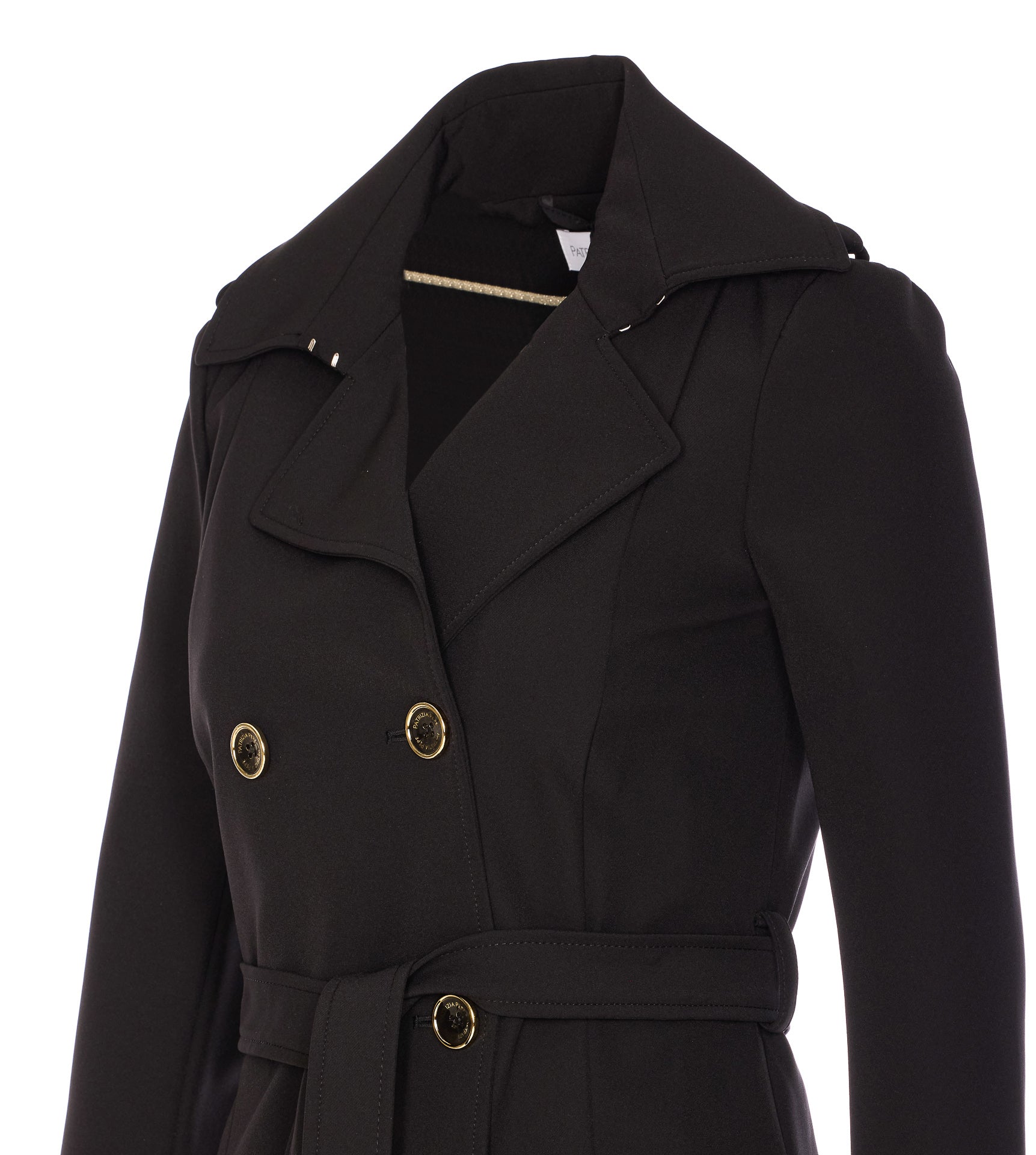 Patrizia Pepe Coats Black Polyamide Elastane