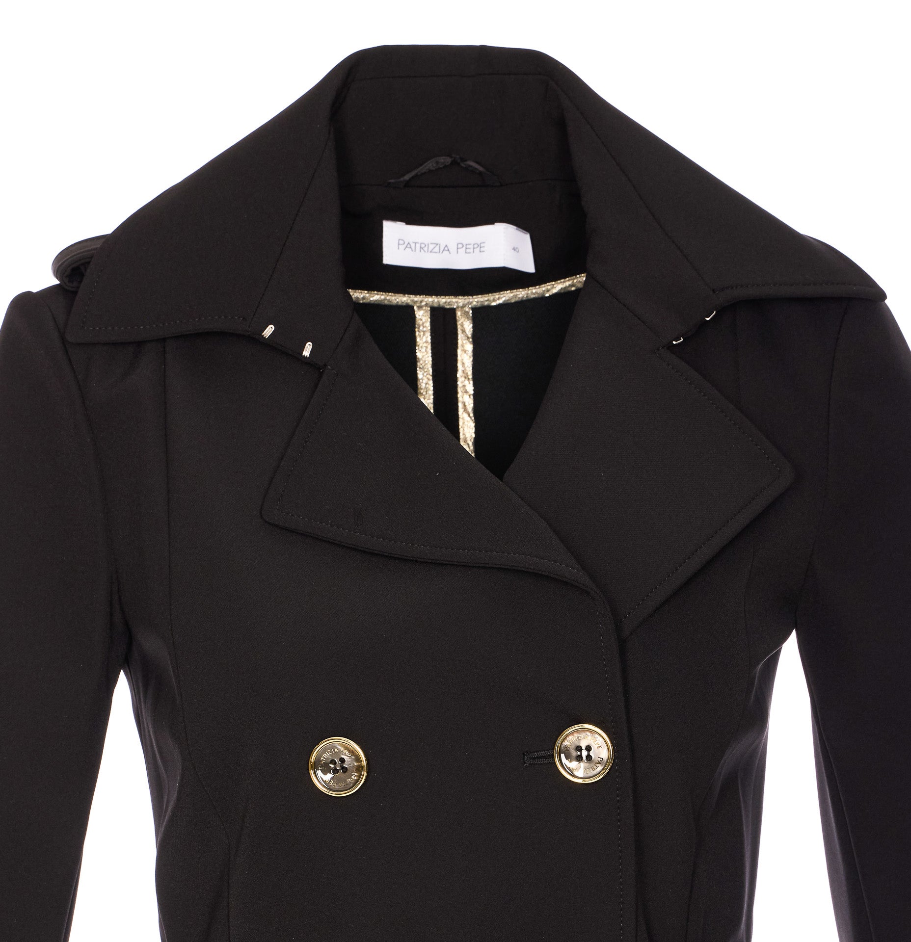 Patrizia Pepe Coats Black Polyamide Elastane