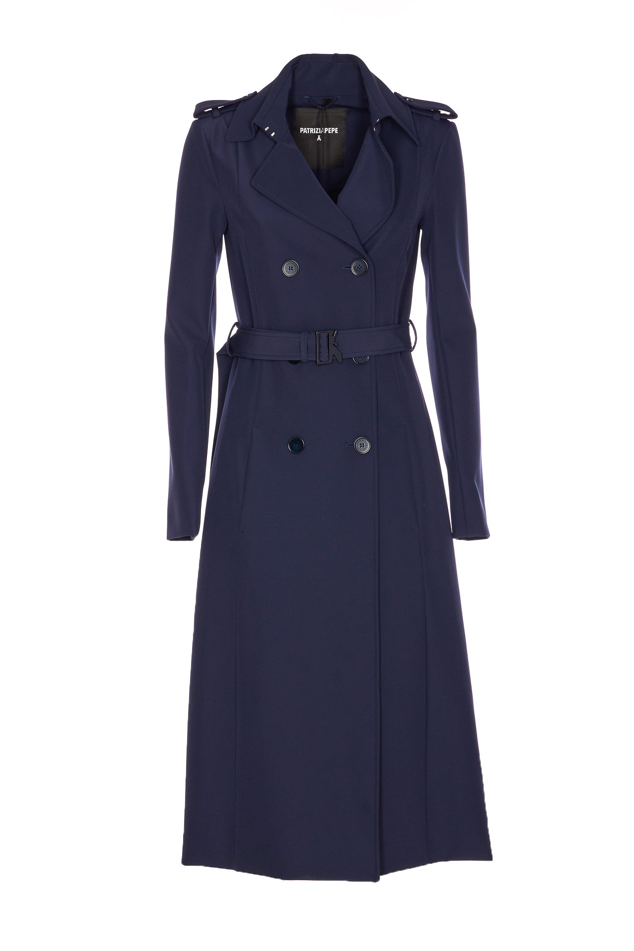 Patrizia Pepe Coats Blue Polyamide Elastane