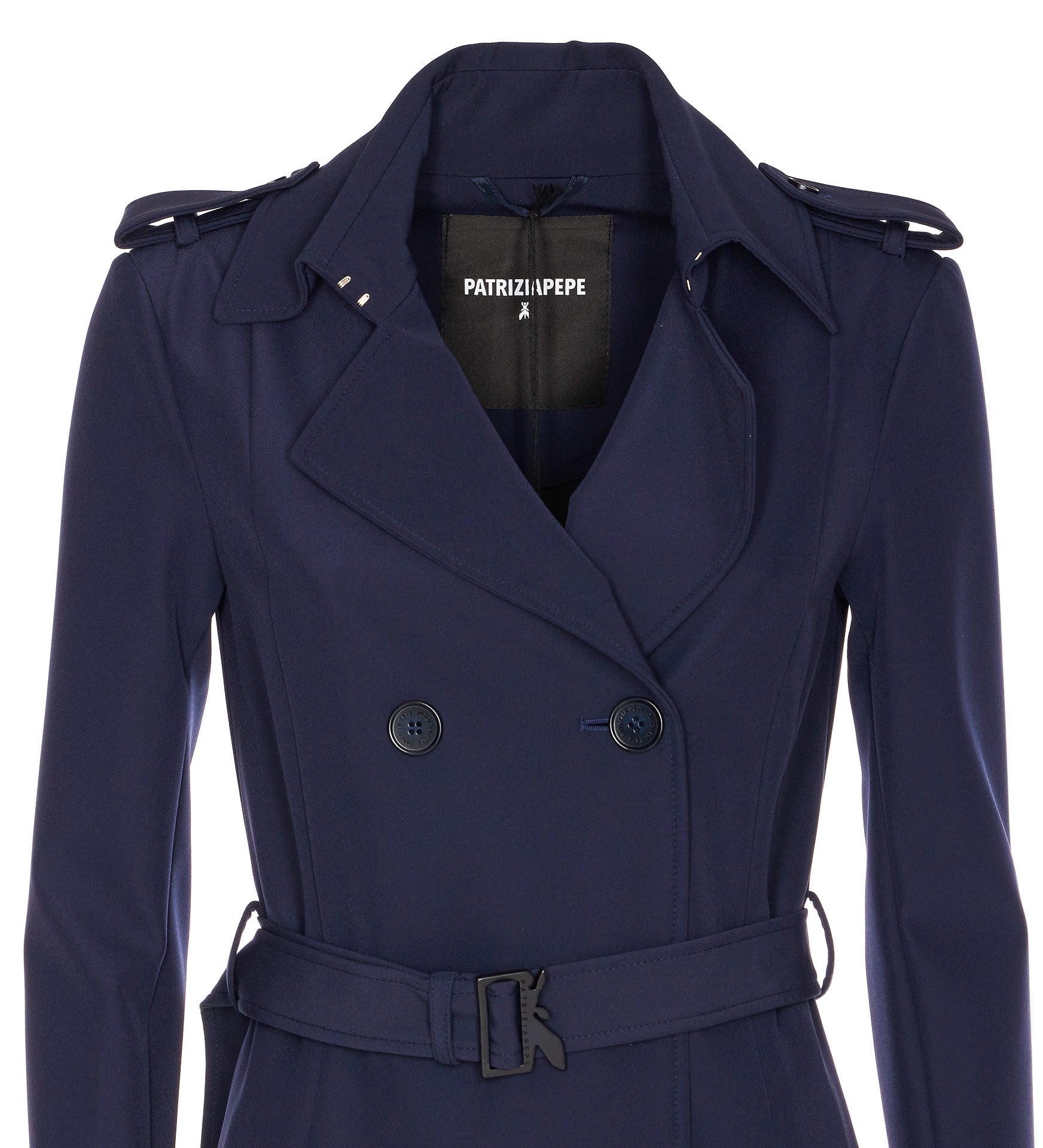 Patrizia Pepe Coats Blue Polyamide Elastane