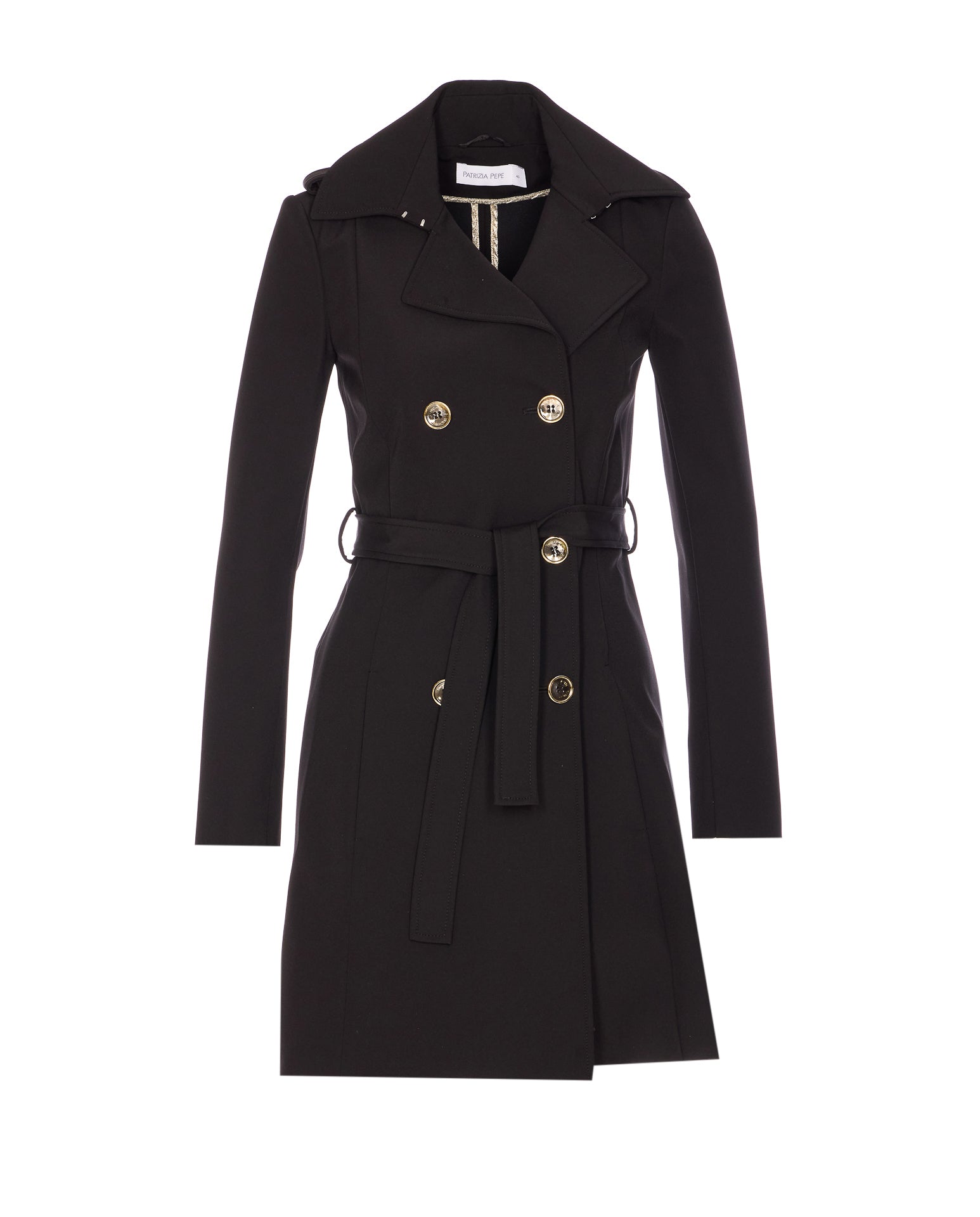 Patrizia Pepe Coats Black Polyamide Elastane
