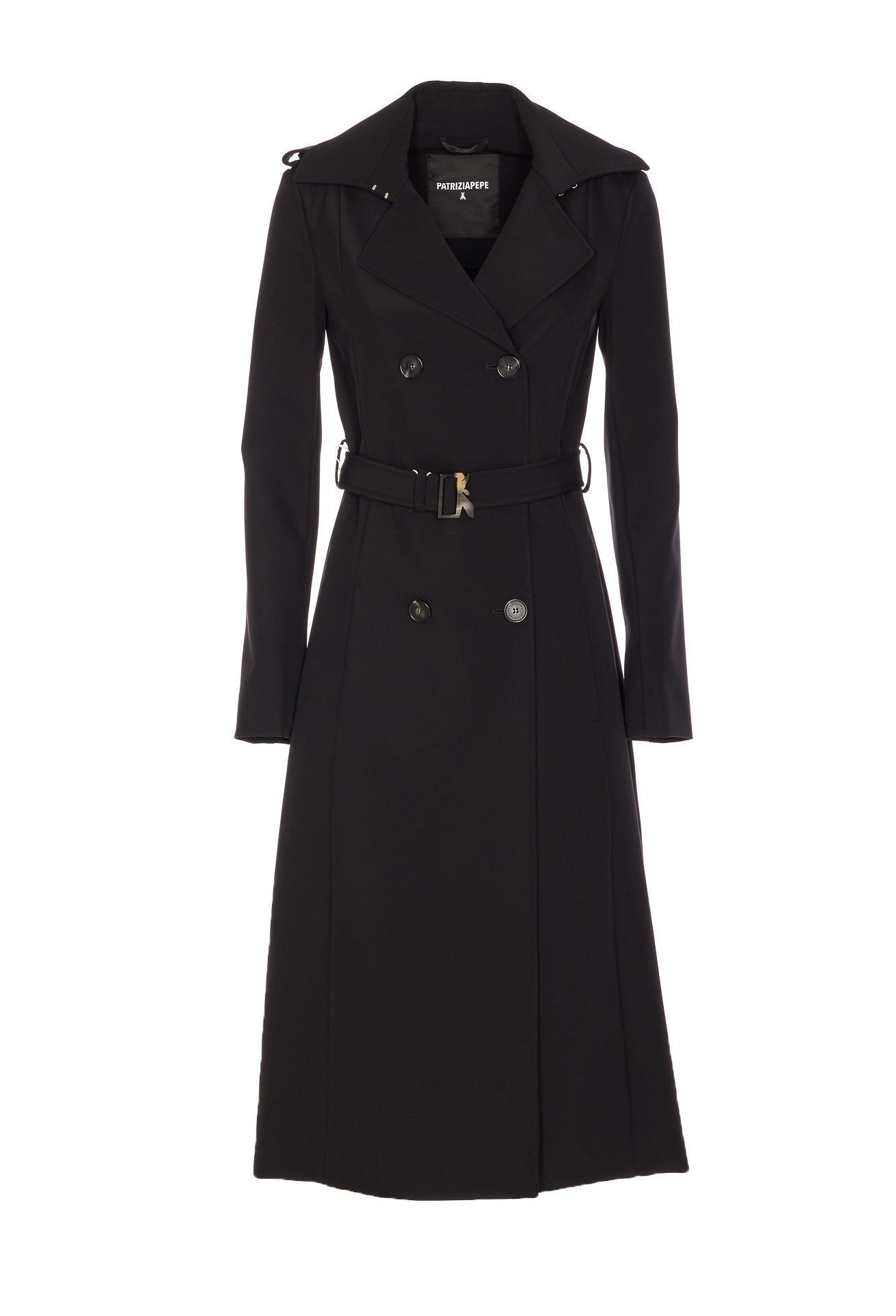 Patrizia Pepe Coats Black Polyamide Elastane