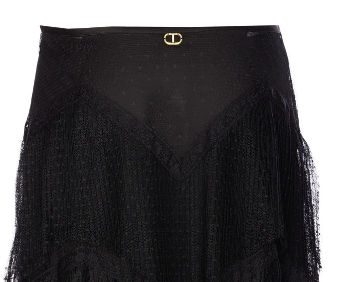 Twin-Set Skirts Black Polyester Polyamide