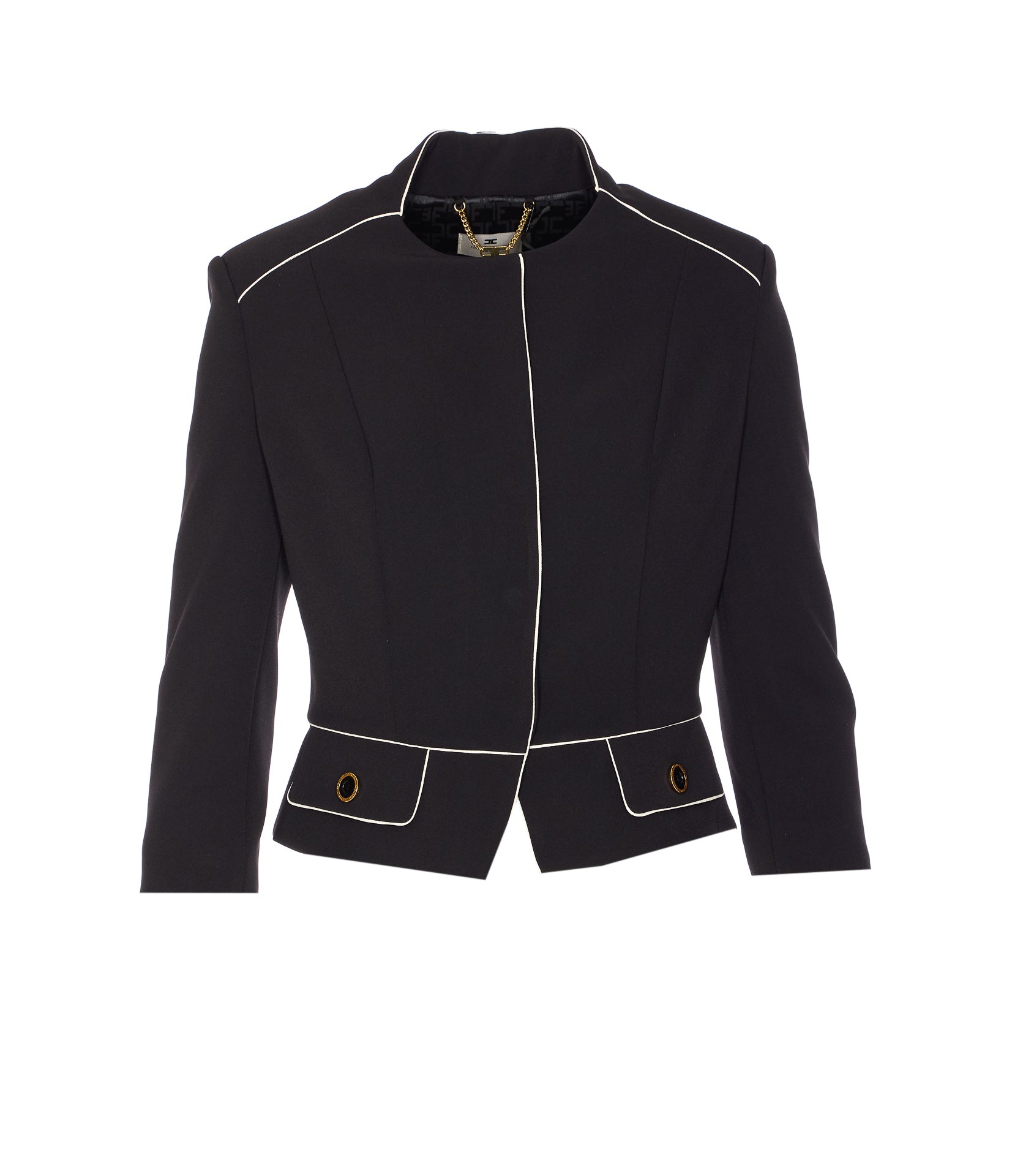 Elisabetta Franchi Jackets Black Polyester Elastane