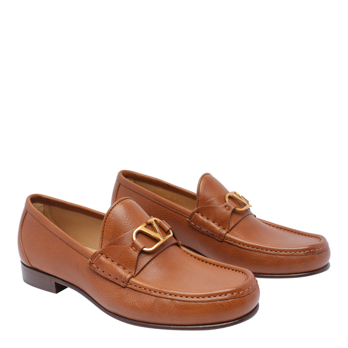 Valentino Garavani Flat Shoes Brown Calf Leather/leather Solo