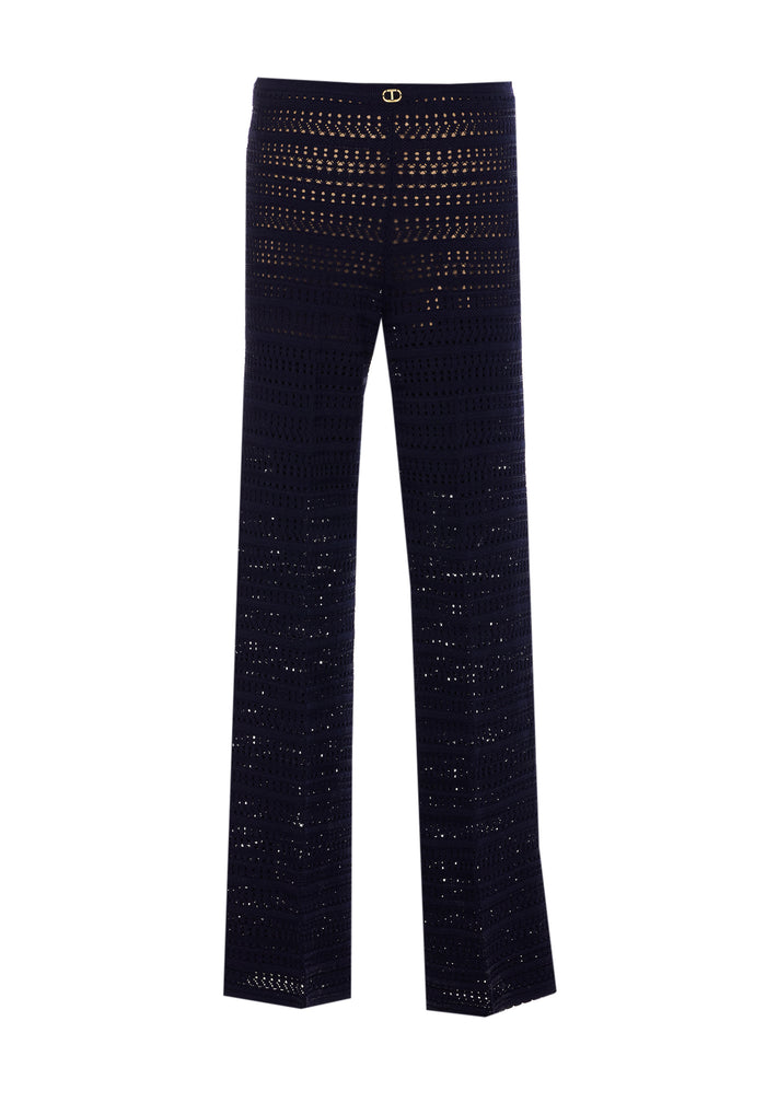 Twin-Set Trousers Blue Viscose