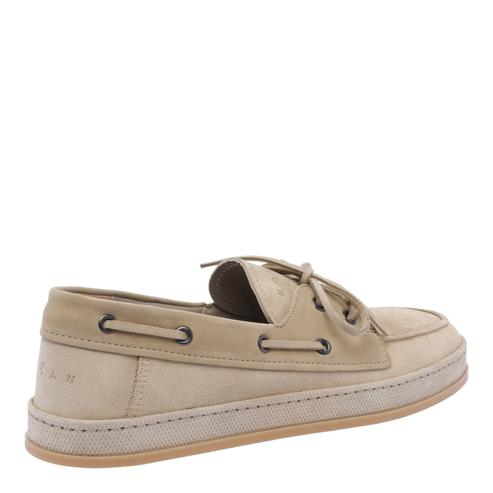 Hogan Flat Shoes Beige Suede Leather/rubber Sole