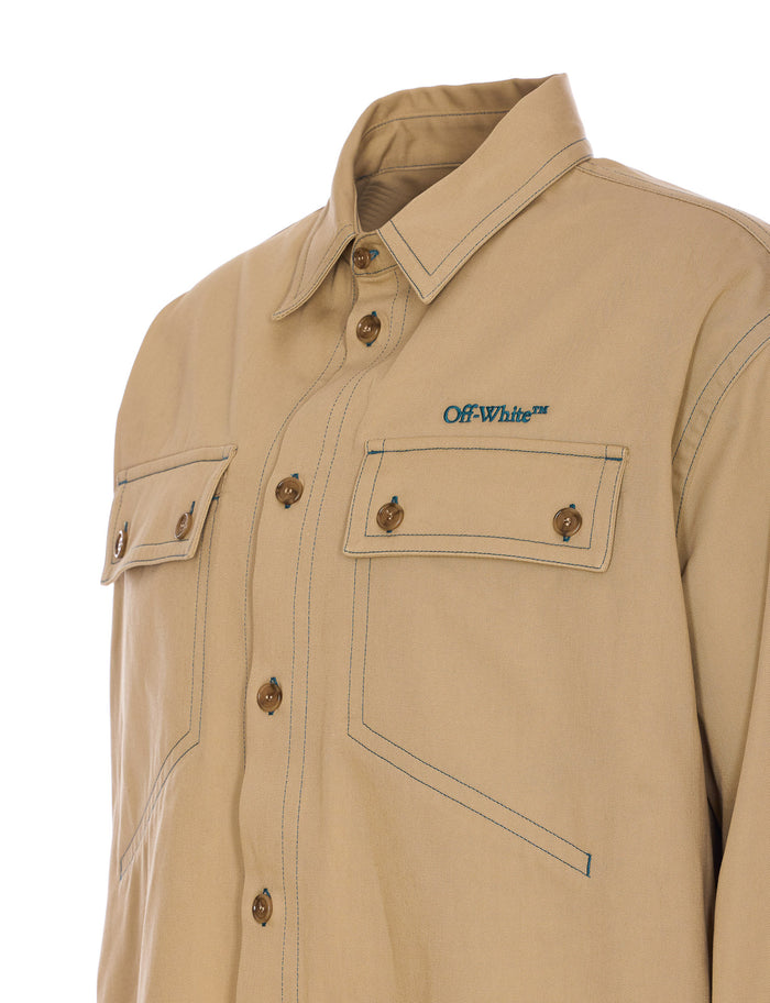 Off White Shirts Beige Cotton