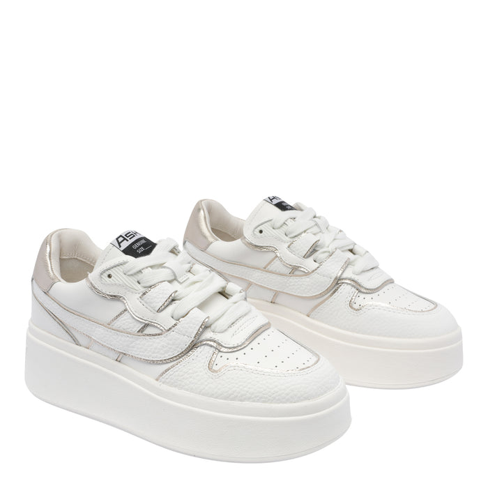 Ash Sneakers White Calf Leather/rubber Sole