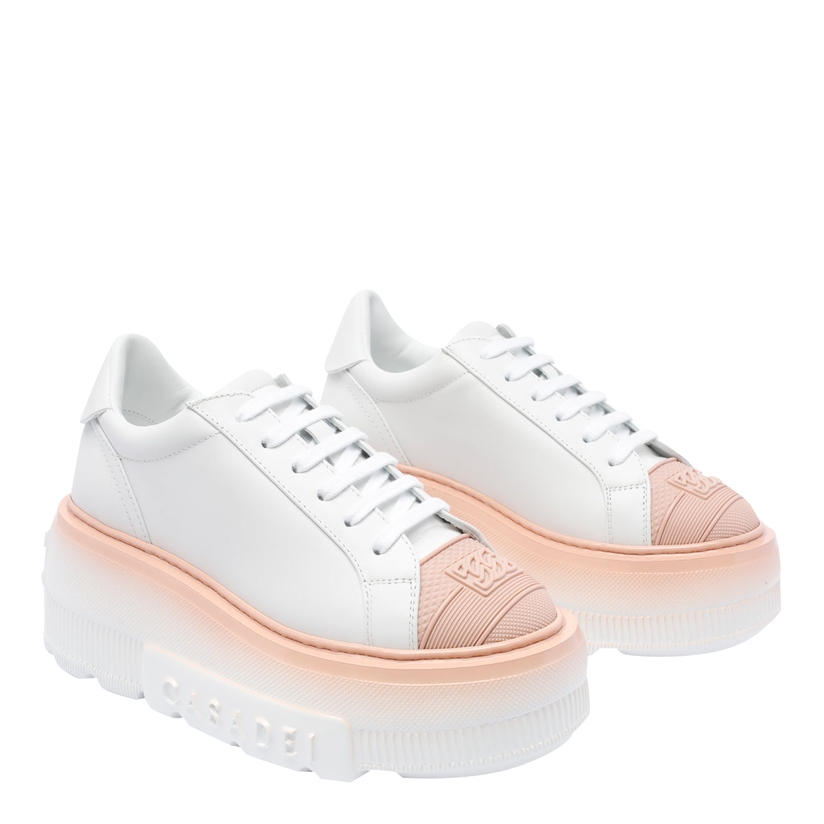 Casadei Sneakers White Calf Leather/rubber Sole