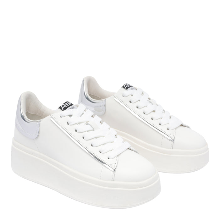 Ash Sneakers White Calf Leather/rubber Sole