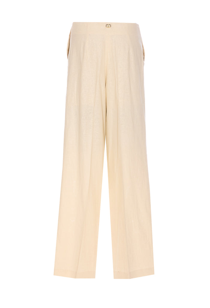 Twin-Set Trousers White Linen