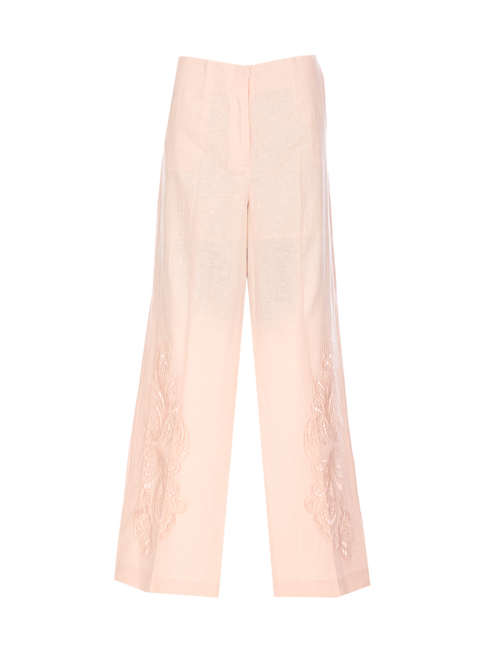 Twin-Set Trousers Pink Linen