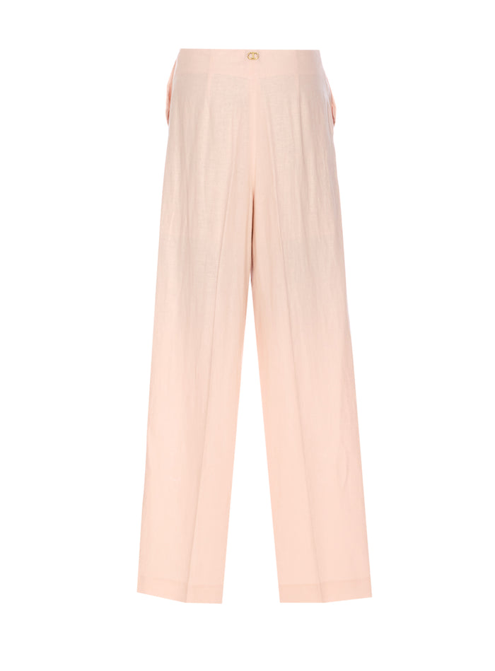 Twin-Set Trousers Pink Linen