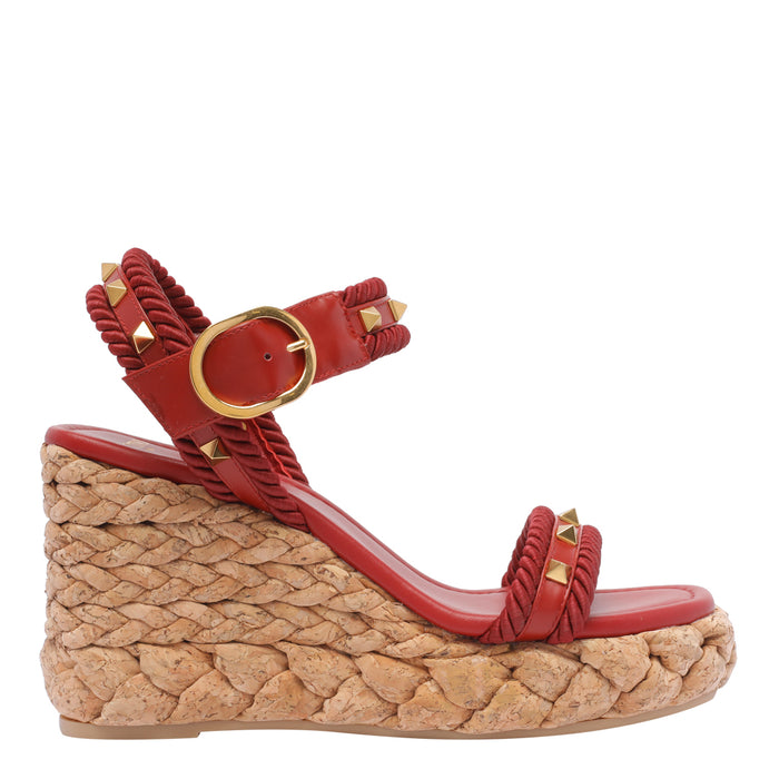 Valentino Garavani Sandals Red Calf Leather/rubber Sole
