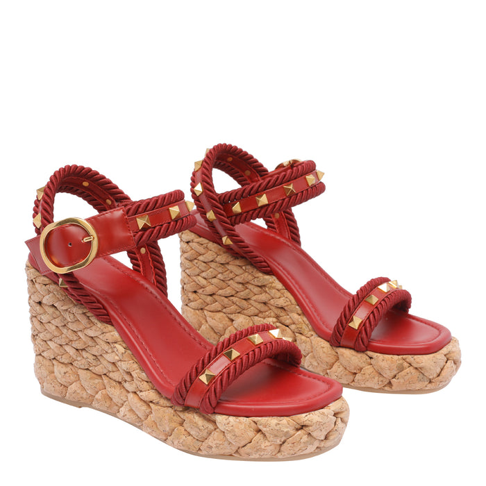 Valentino Garavani Sandals Red Calf Leather/rubber Sole