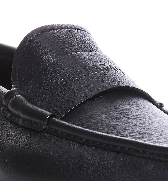 Ferragamo Flat Shoes Black Calf Leather