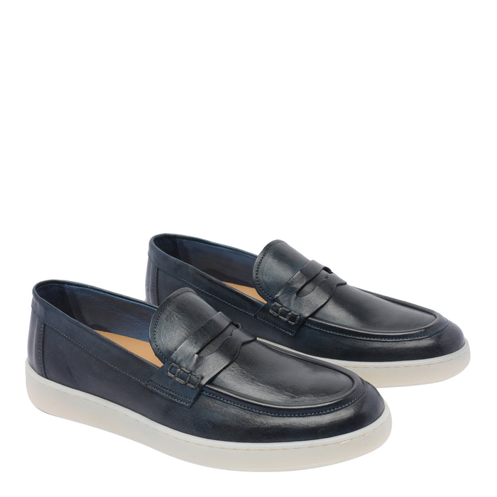 Pawelks Flat Shoes Blue Calf Leather