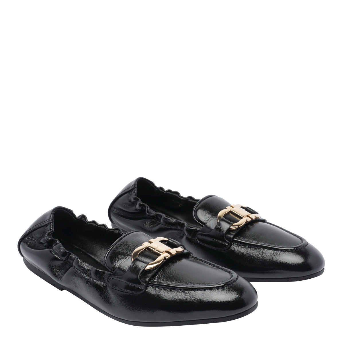 Ferragamo Flat Shoes Black Calf Leather