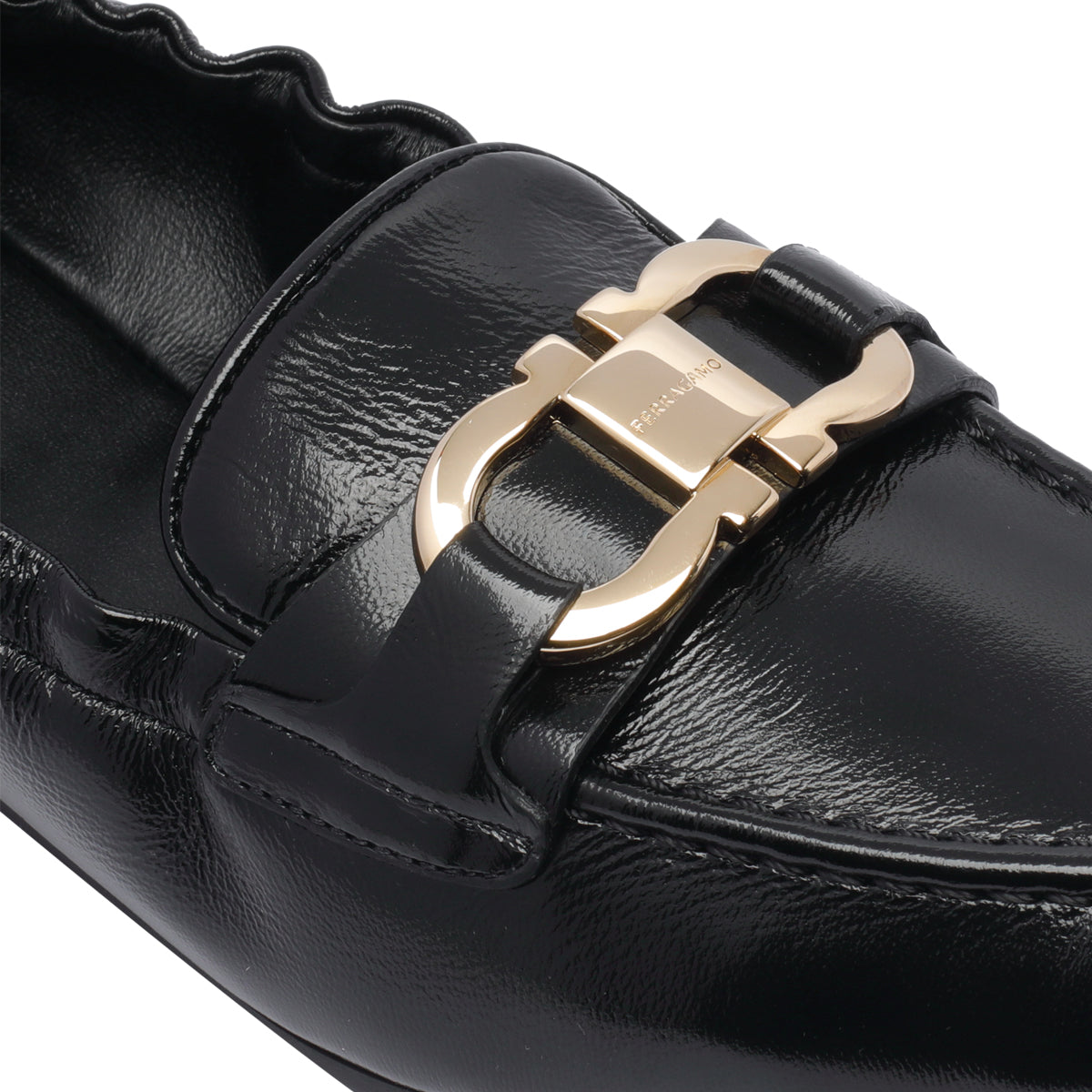 Ferragamo Flat Shoes Black Calf Leather