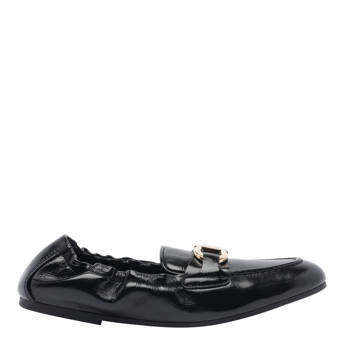 Ferragamo Flat Shoes Black Calf Leather