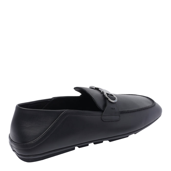 Ferragamo Flat Shoes Black Calf Leather