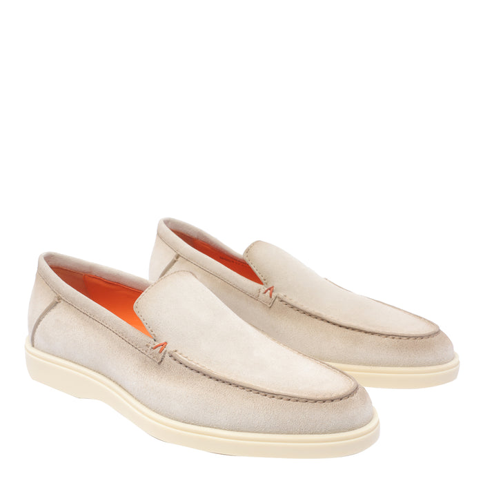Santoni Flat Shoes Beige Calf Leather/rubber Sole