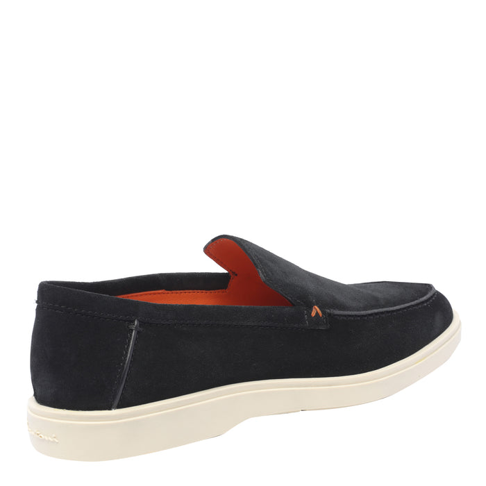 Santoni Flat Shoes Black Calf Leather/rubber Sole