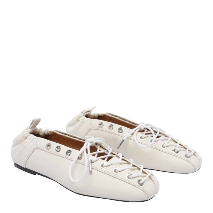 Ganni Flat Shoes White Rubber/rubber Sole