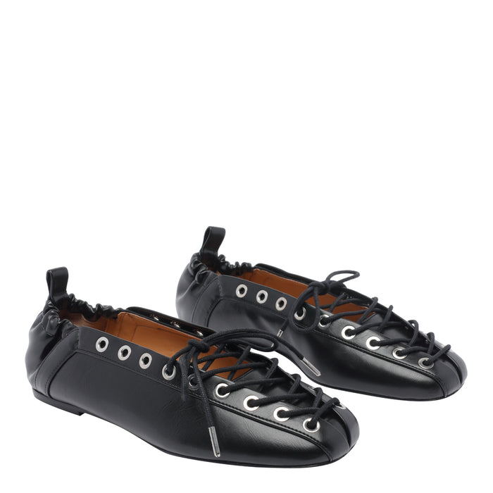 Ganni Flat Shoes Black Rubber/rubber Sole