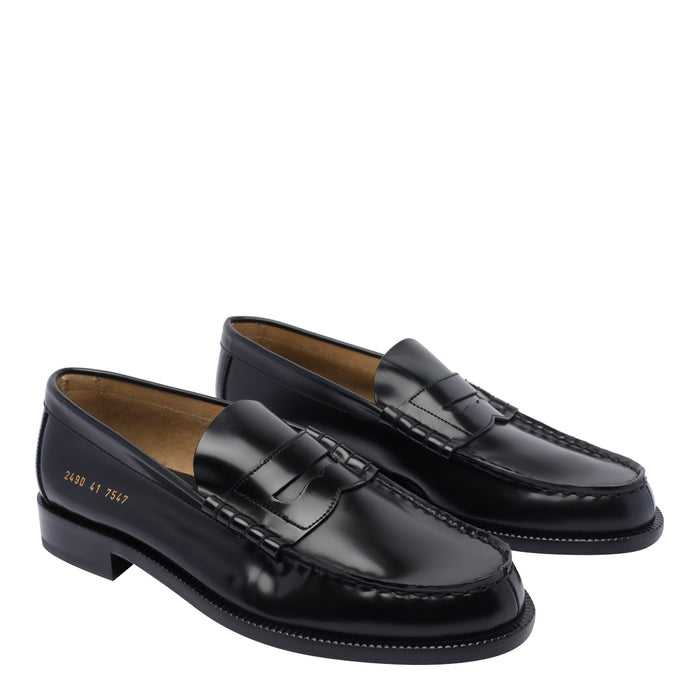 Common Projects Flat Shoes Black Calf Leather/leather Sole