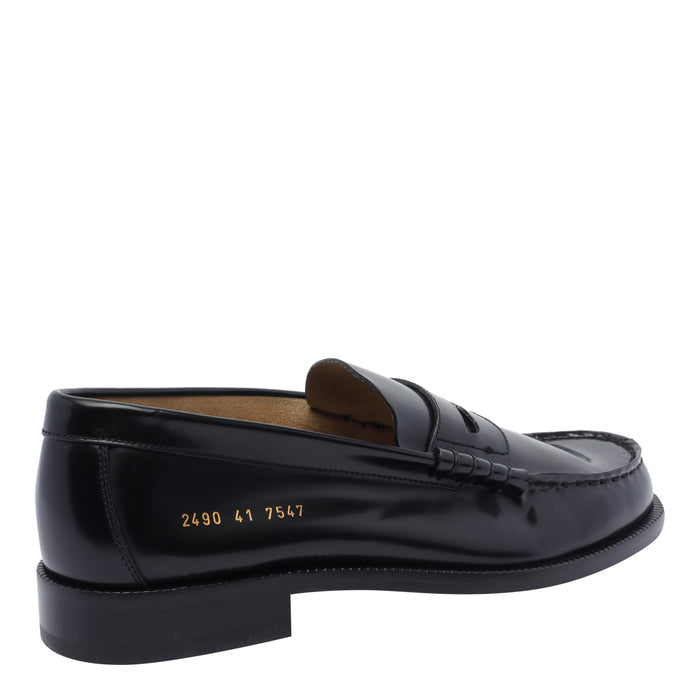 Common Projects Flat Shoes Black Calf Leather/leather Sole