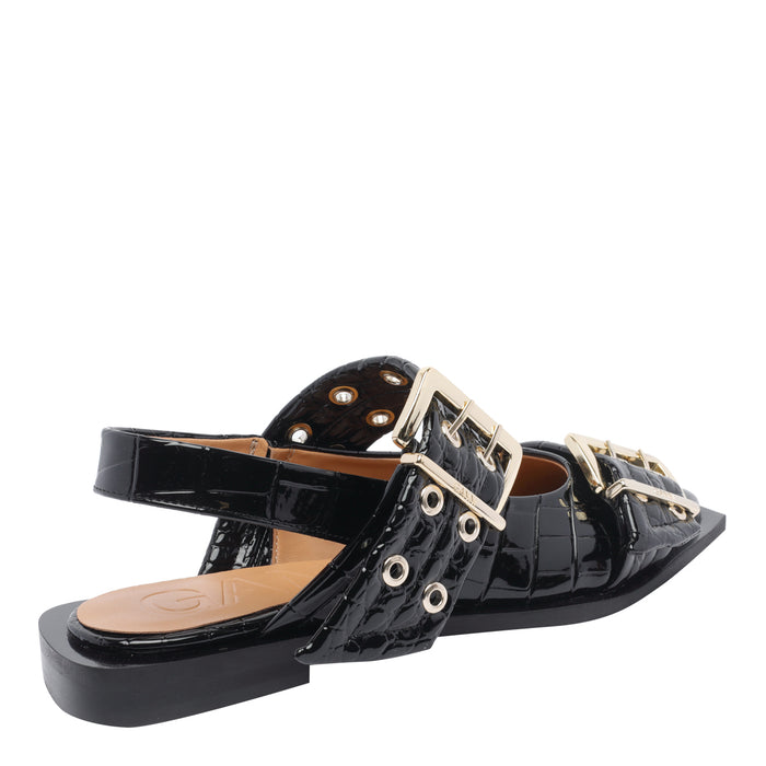 Ganni Flat Shoes Black Rubber/rubber Sole
