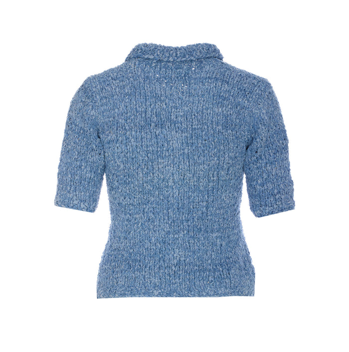 Ganni T-Shirts And Polos Blue Organic Cotton