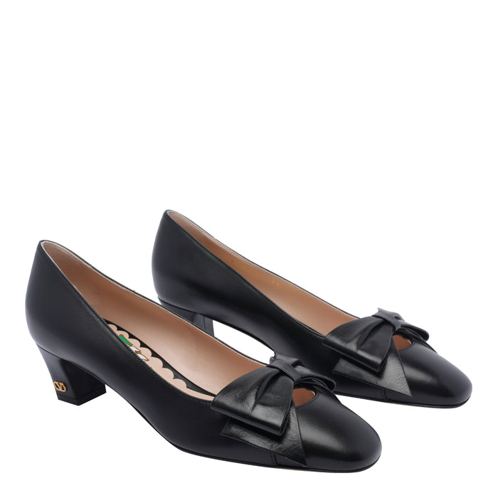 Valentino Garavani With Heel Black Calf Leather/leather Sole