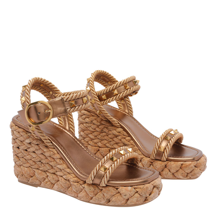 Valentino Garavani Sandals Brown Calf Leather/rubber Sole