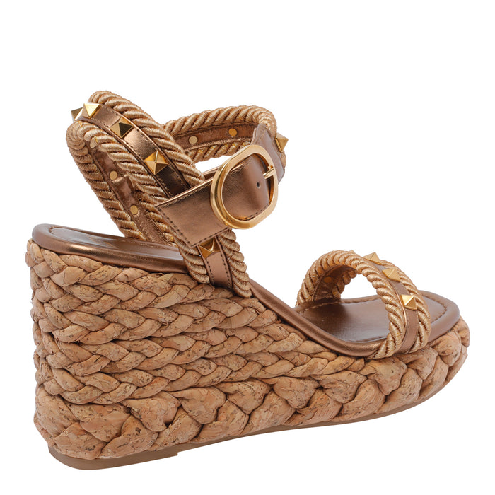 Valentino Garavani Sandals Brown Calf Leather/rubber Sole