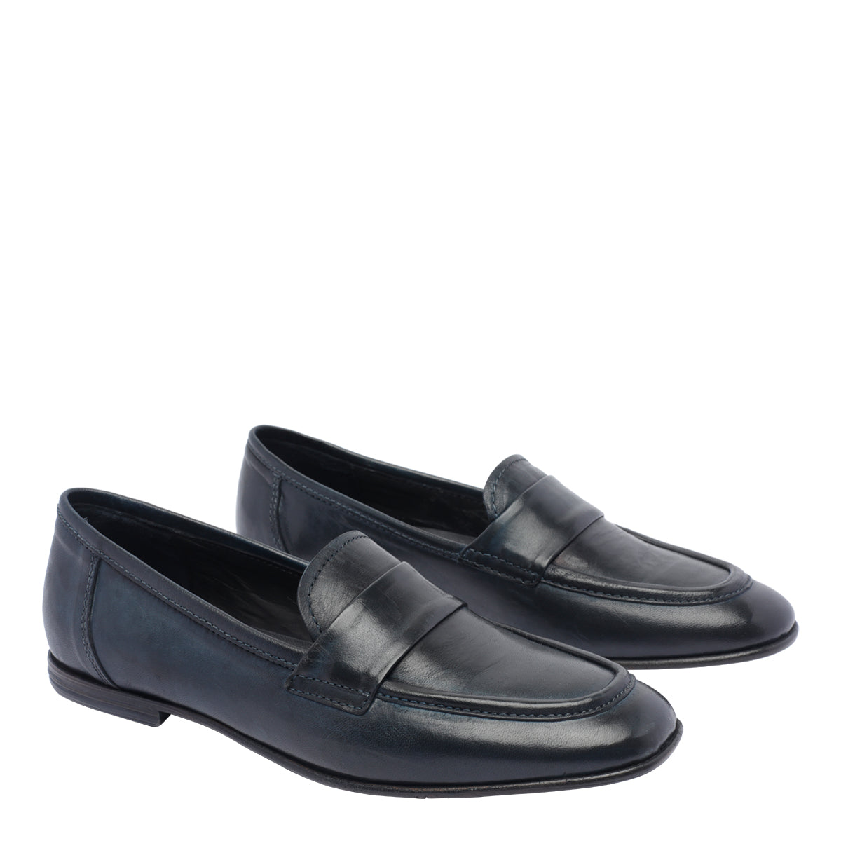 Pawelks Flat Shoes Blue Calf Leather/leather Sole