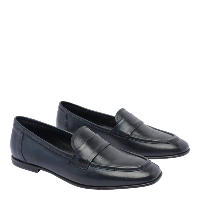 Pawelks Flat Shoes Blue Calf Leather/leather Sole