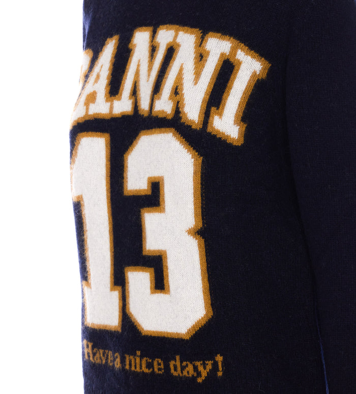 Ganni Sweaters Blue Wool