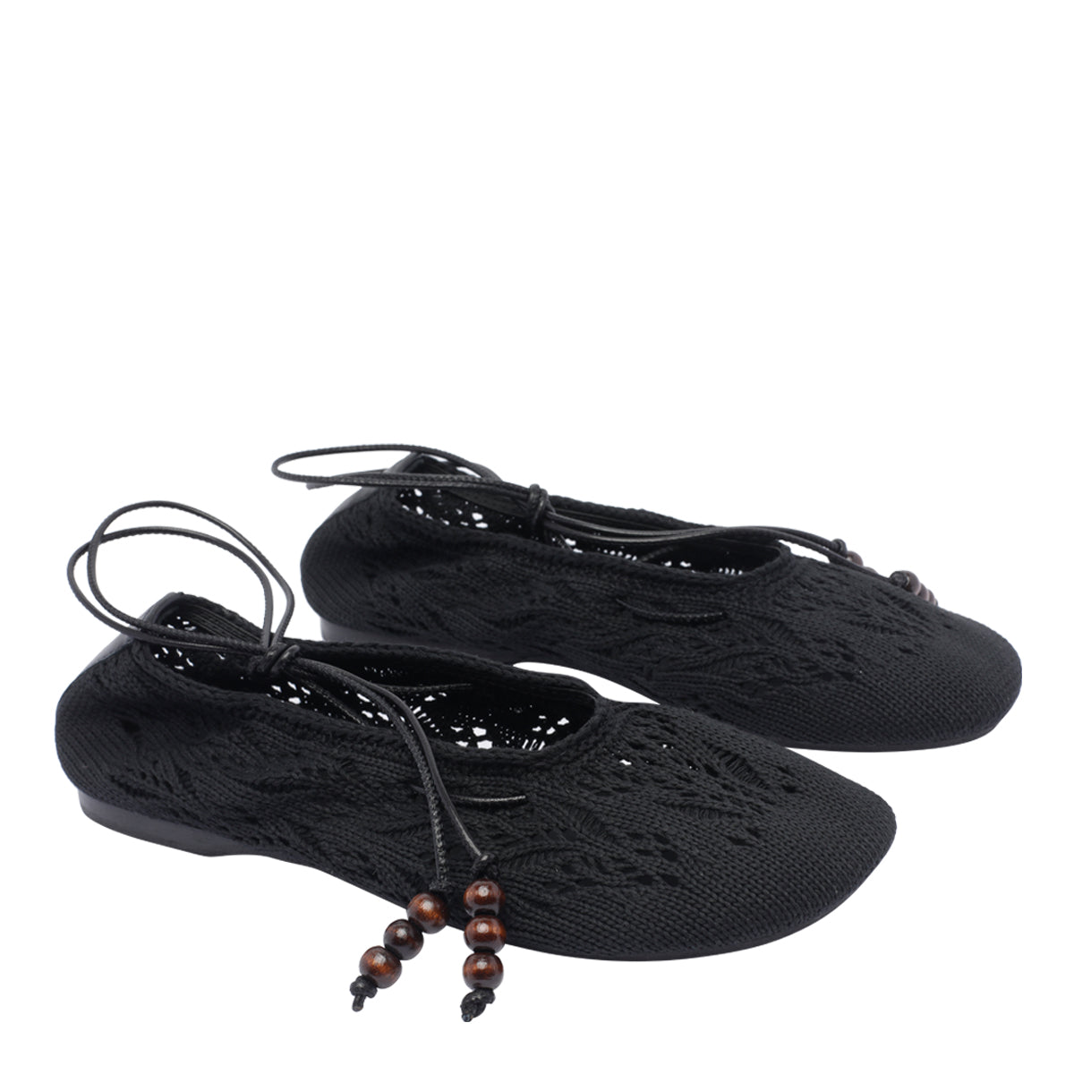 Alohas Flat Shoes Black Fabric/rubber Sole