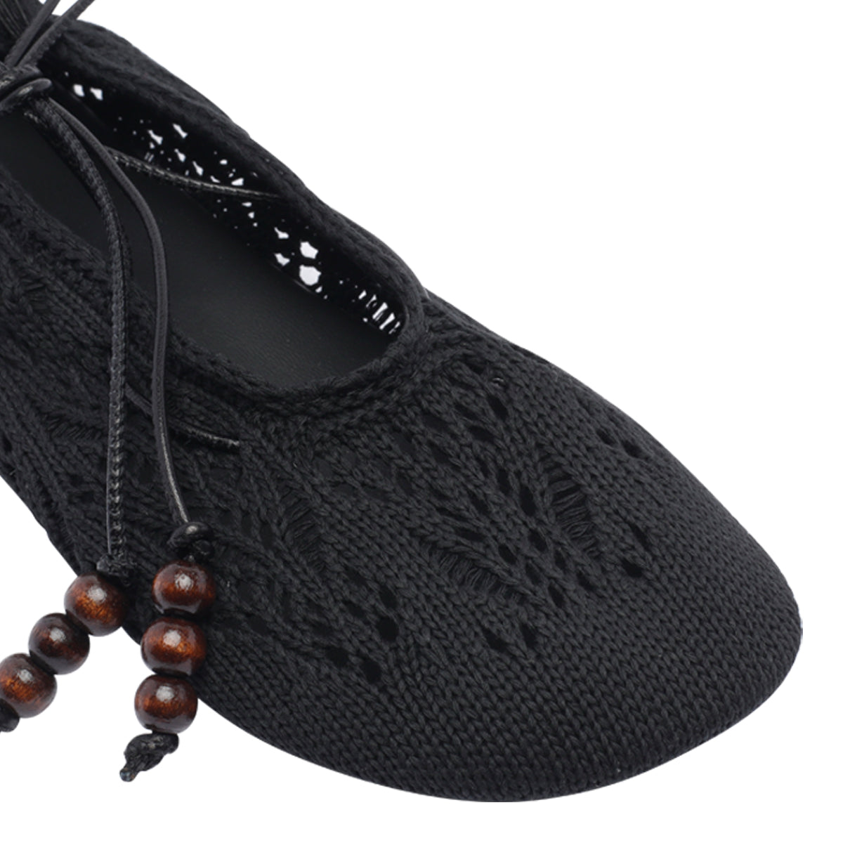 Alohas Flat Shoes Black Fabric/rubber Sole