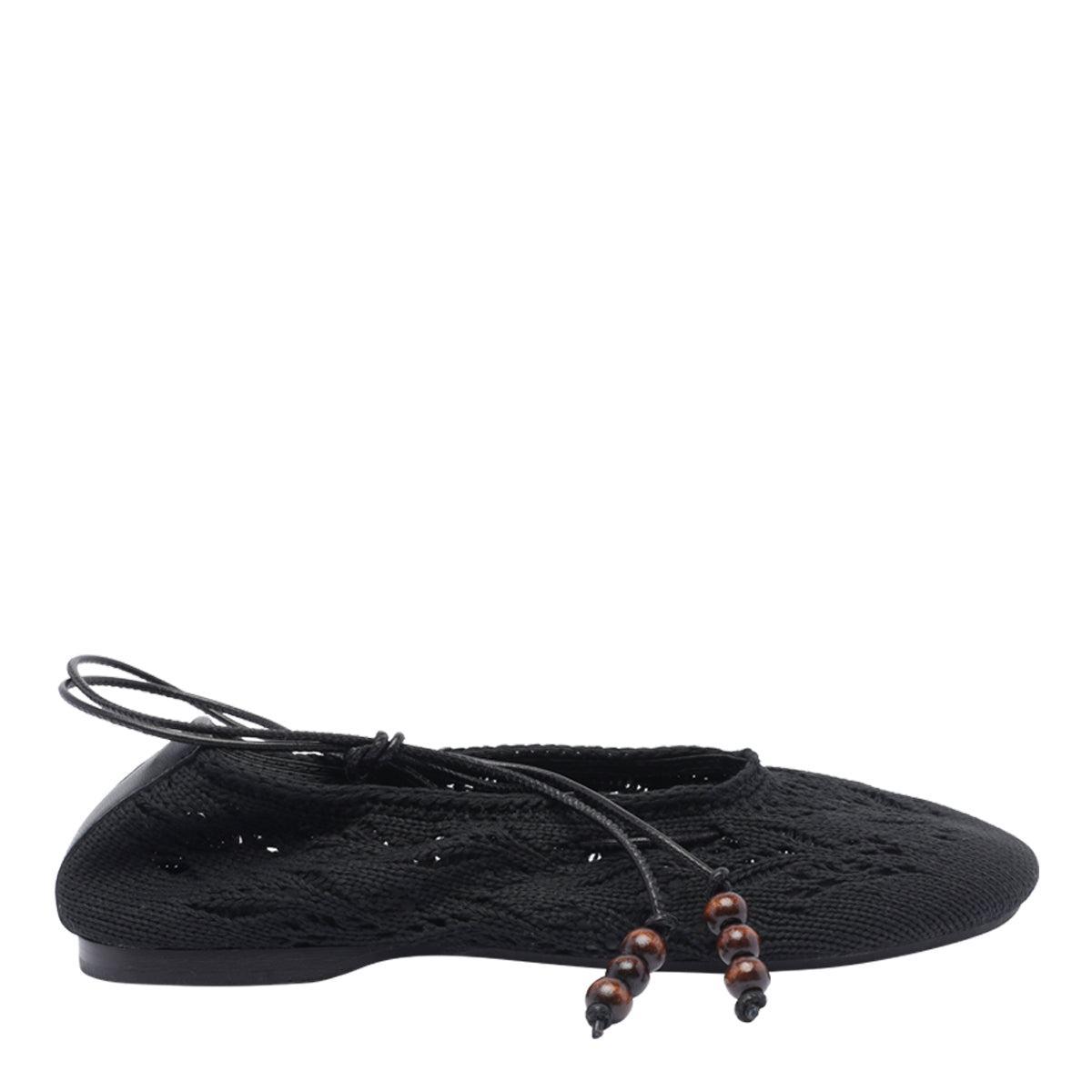 Alohas Flat Shoes Black Fabric/rubber Sole