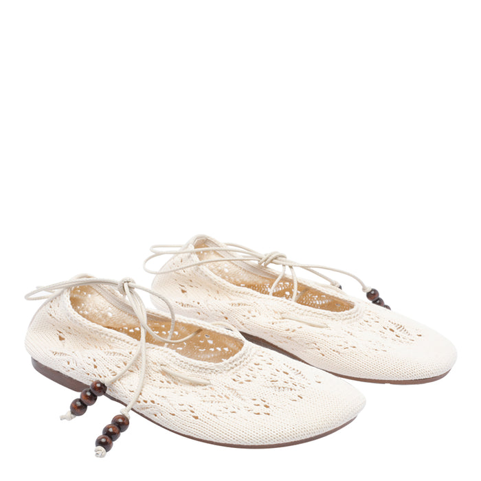 Alohas Flat Shoes White Fabric/rubber Sole