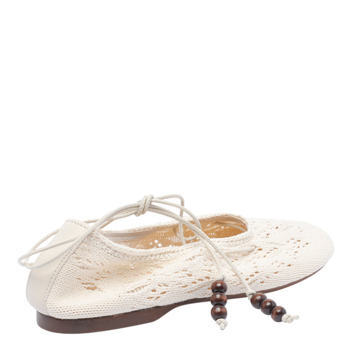 Alohas Flat Shoes White Fabric/rubber Sole