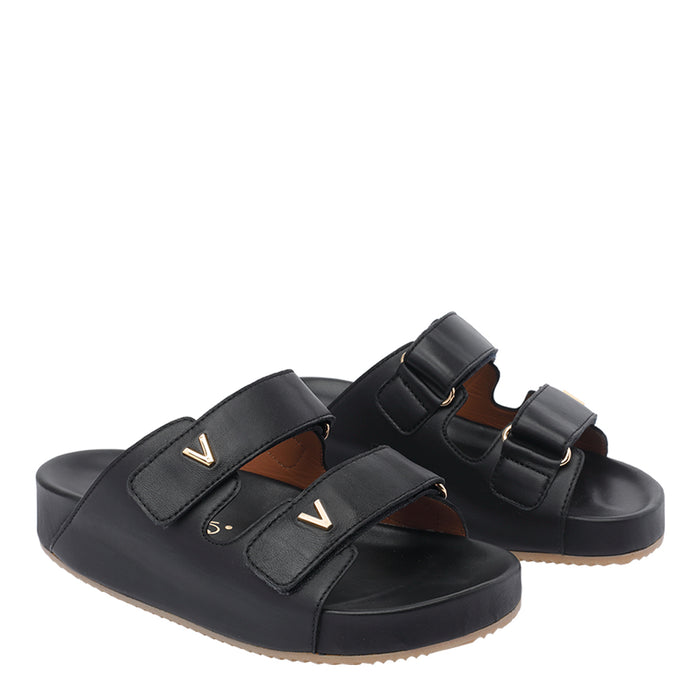 Via Roma 15 Sandals Black Calf Leather/rubber Sole