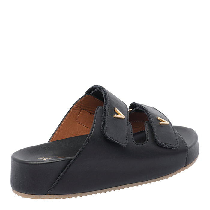 Via Roma 15 Sandals Black Calf Leather/rubber Sole
